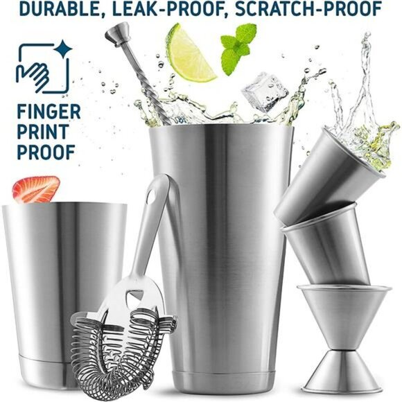 16 Piece Cocktail Shaker Bartender Kit Bar Tools Set with Jigger Pourers - Picture 6 of 7